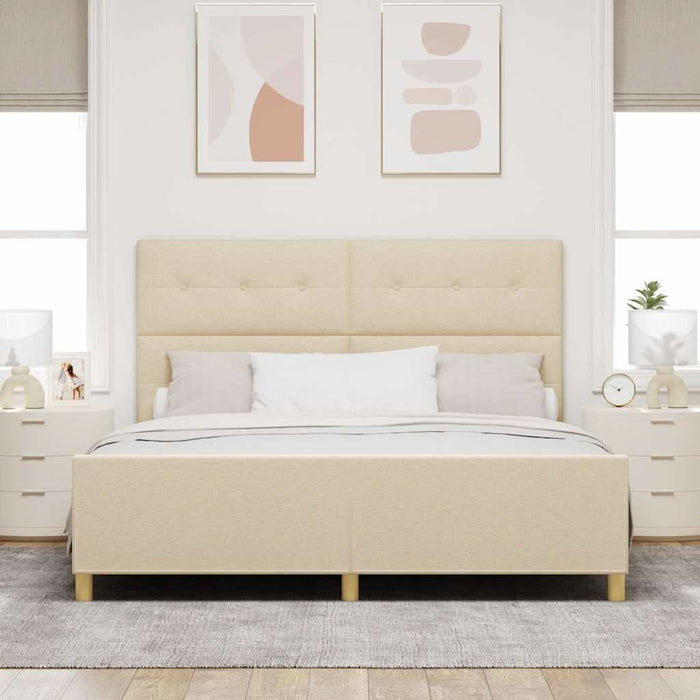 Cadru de pat cu headboard Crem 180 x 200 cm țesătură - WALTI WALTI