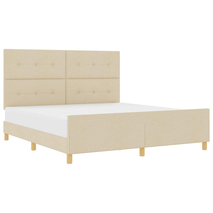 Cadru de pat cu headboard Crem 180 x 200 cm țesătură - WALTI WALTI
