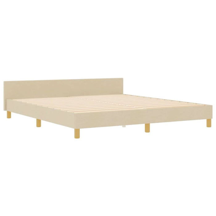 Cadru de pat cu headboard Crem 180 x 200 cm țesătură - WALTI WALTI