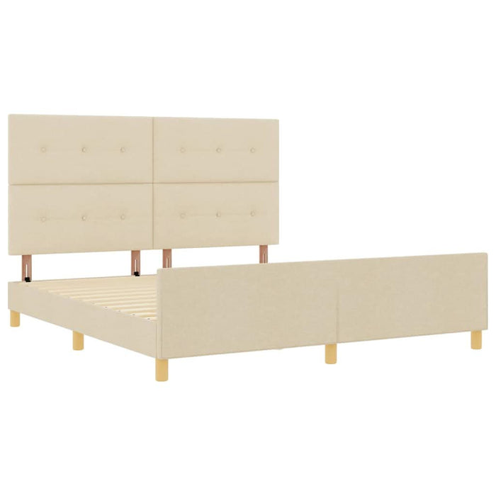 Cadru de pat cu headboard Crem 180 x 200 cm țesătură - WALTI WALTI