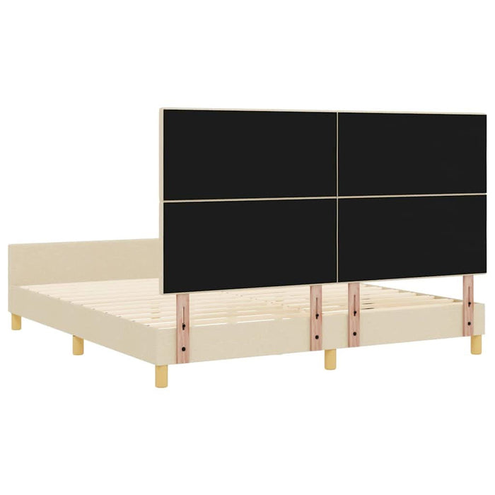 Cadru de pat cu headboard Crem 180 x 200 cm țesătură - WALTI WALTI