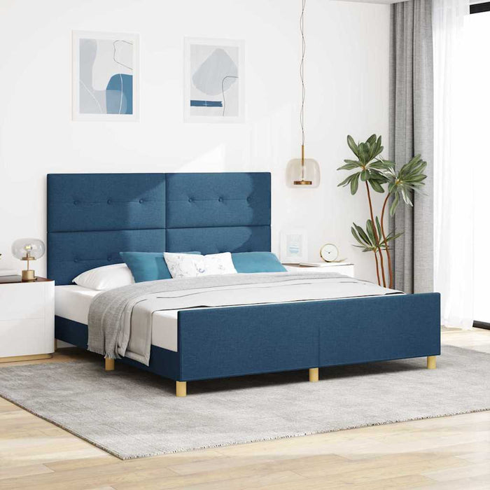 Cadru de pat cu headboard albastru 180 x 200 cm țesătură - WALTI WALTI