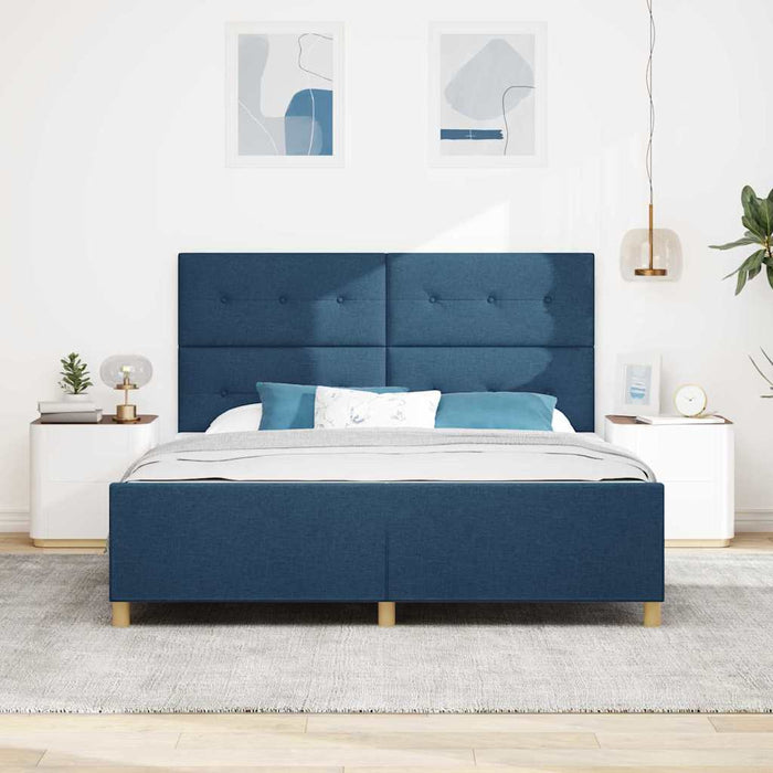 Cadru de pat cu headboard albastru 180 x 200 cm țesătură - WALTI WALTI