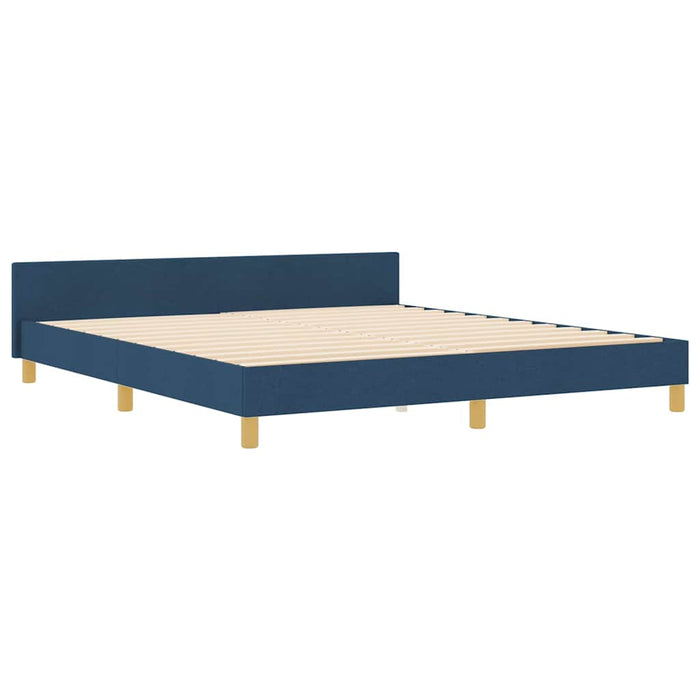 Cadru de pat cu headboard albastru 180 x 200 cm țesătură - WALTI WALTI