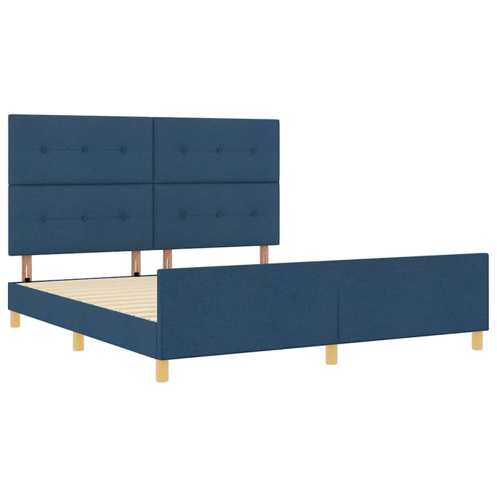 Cadru de pat cu headboard albastru 180 x 200 cm țesătură - WALTI WALTI