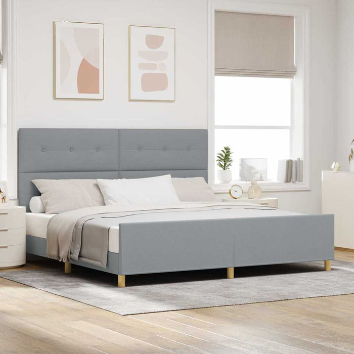 Cadru de pat cu headboard Gri deschis 200 x 200 cm țesătură - WALTI WALTI