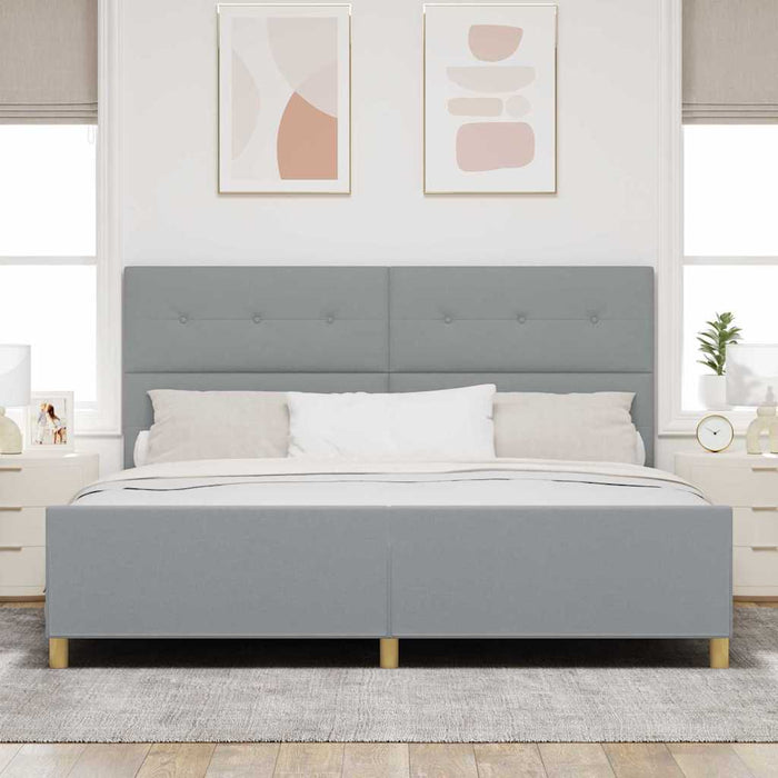 Cadru de pat cu headboard Gri deschis 200 x 200 cm țesătură - WALTI WALTI