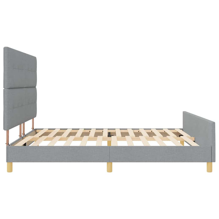 Cadru de pat cu headboard Gri deschis 200 x 200 cm țesătură - WALTI WALTI