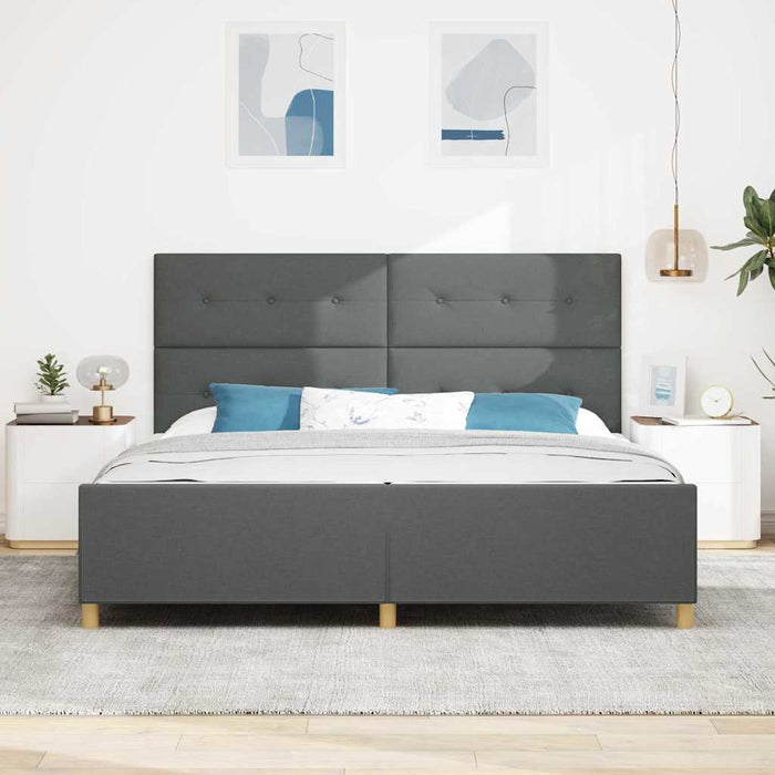 Cadru de pat cu headboard Gri închis 200 x 200 cm țesătură WALTI