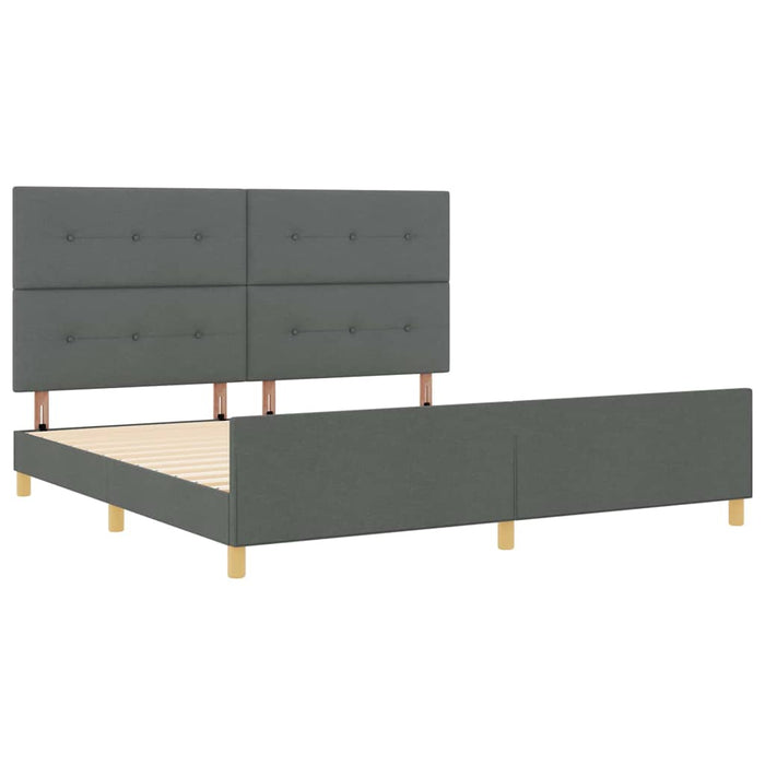 Cadru de pat cu headboard Gri închis 200 x 200 cm țesătură WALTI
