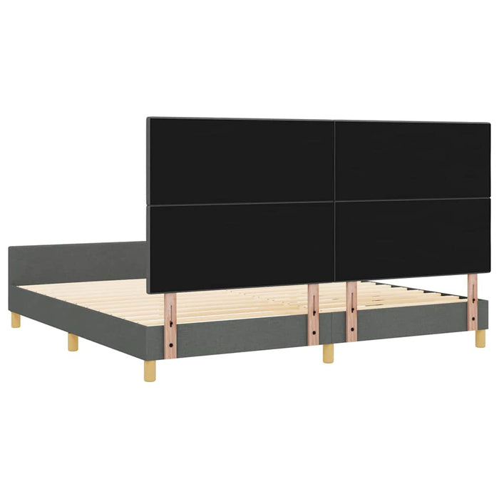 Cadru de pat cu headboard Gri închis 200 x 200 cm țesătură WALTI