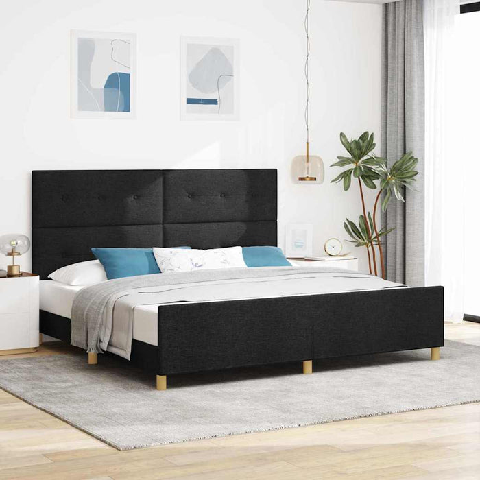 Cadru de pat cu headboard Negru 200 x 200 cm țesătură WALTI