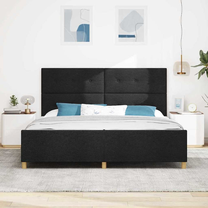 Cadru de pat cu headboard Negru 200 x 200 cm țesătură WALTI