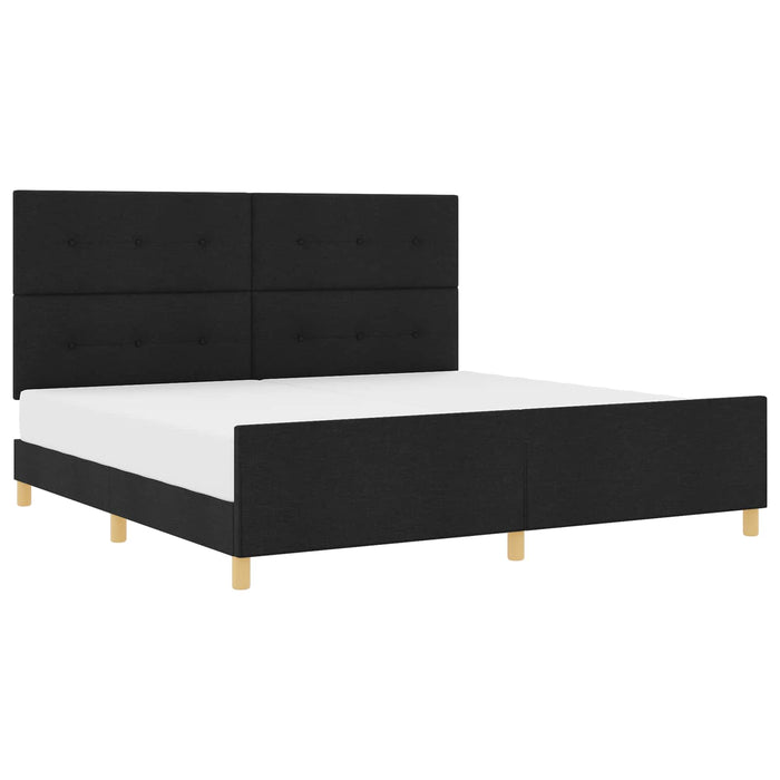 Cadru de pat cu headboard Negru 200 x 200 cm țesătură WALTI