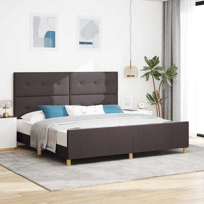Cadru de pat cu headboard Maro închis 200 x 200 cm țesătură WALTI