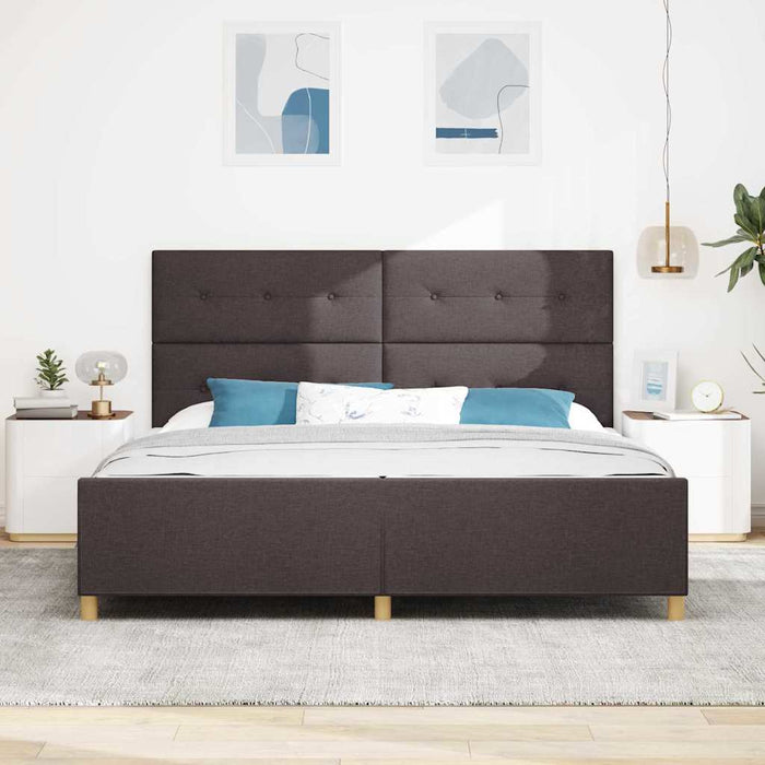 Cadru de pat cu headboard Maro închis 200 x 200 cm țesătură WALTI