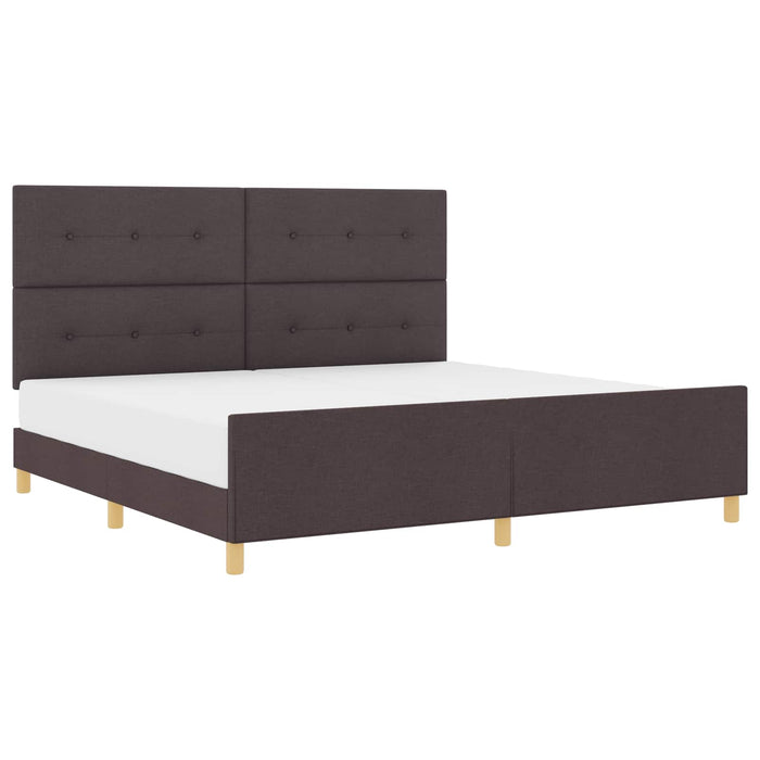 Cadru de pat cu headboard Maro închis 200 x 200 cm țesătură WALTI
