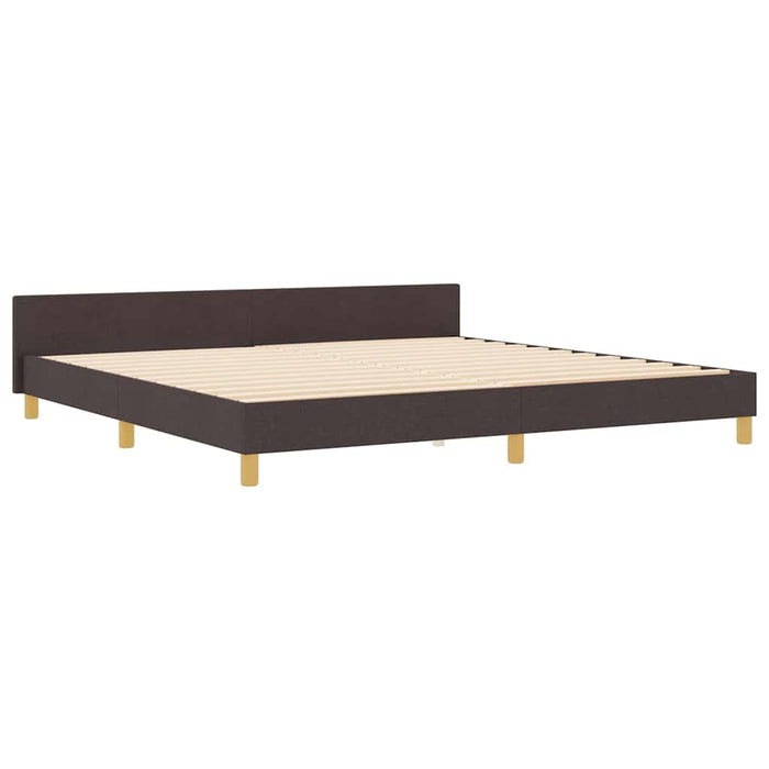 Cadru de pat cu headboard Maro închis 200 x 200 cm țesătură WALTI