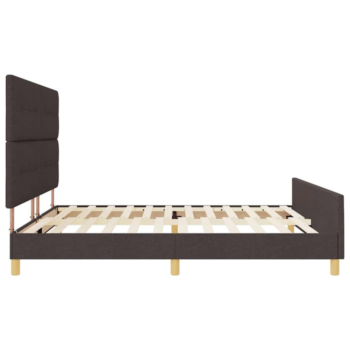 Cadru de pat cu headboard Maro închis 200 x 200 cm țesătură WALTI
