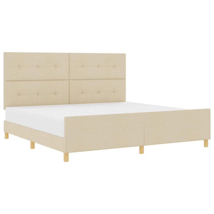 Cadru de pat cu headboard Crem 200 x 200 cm țesătură - WALTI WALTI