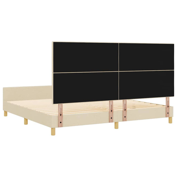 Cadru de pat cu headboard Crem 200 x 200 cm țesătură - WALTI WALTI