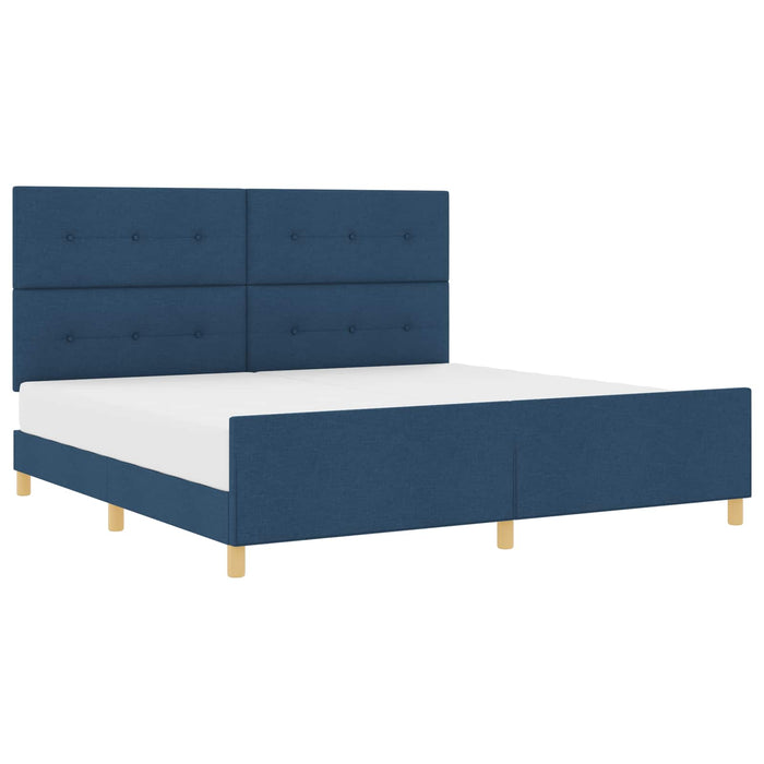 Cadru de pat cu headboard albastru 200 x 200 cm țesătură - WALTI WALTI