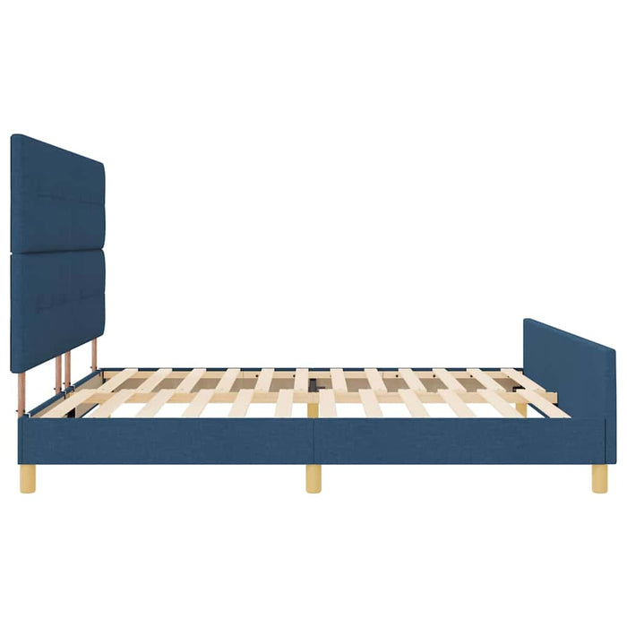 Cadru de pat cu headboard albastru 200 x 200 cm țesătură - WALTI WALTI