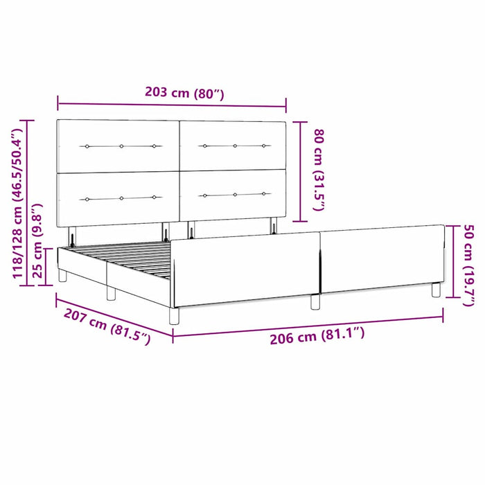 Cadru de pat cu headboard albastru 200 x 200 cm țesătură - WALTI WALTI