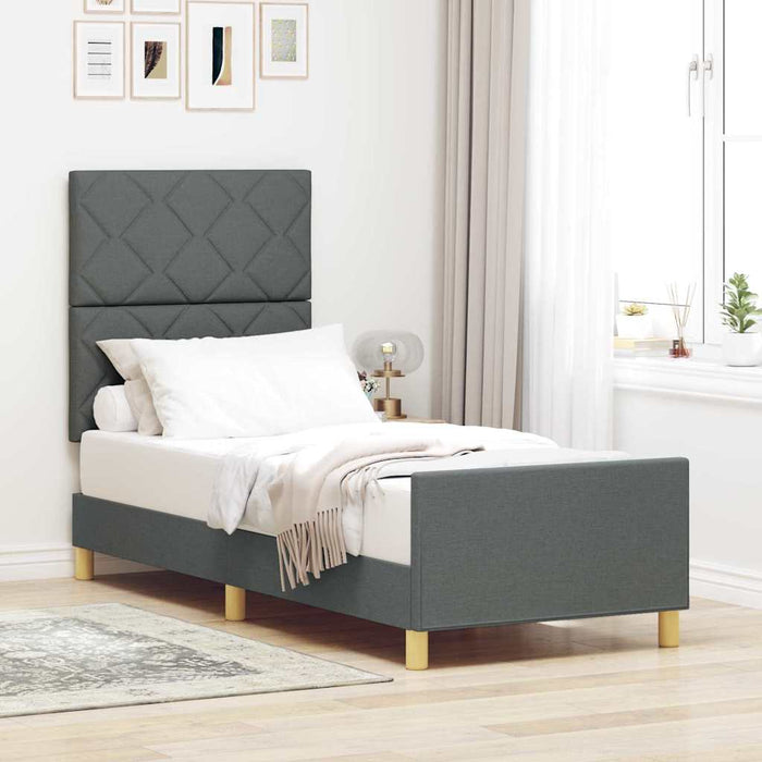 Cadru de pat cu headboard Gri închis 80 x 200 cm țesătură WALTI