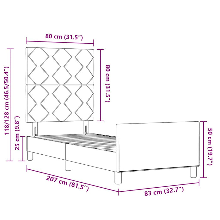 Cadru de pat cu headboard Gri închis 80 x 200 cm țesătură WALTI