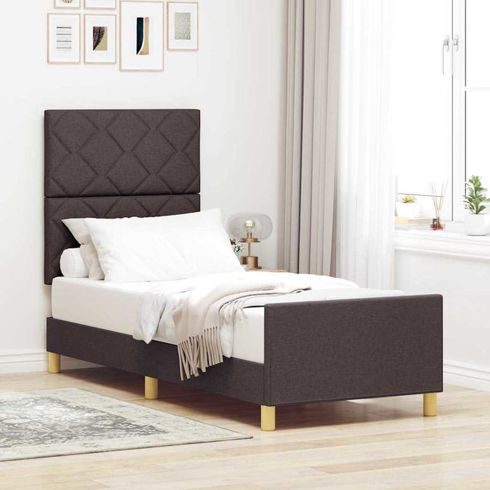 Cadru de pat cu headboard Maro închis 80 x 200 cm țesătură - WALTI WALTI