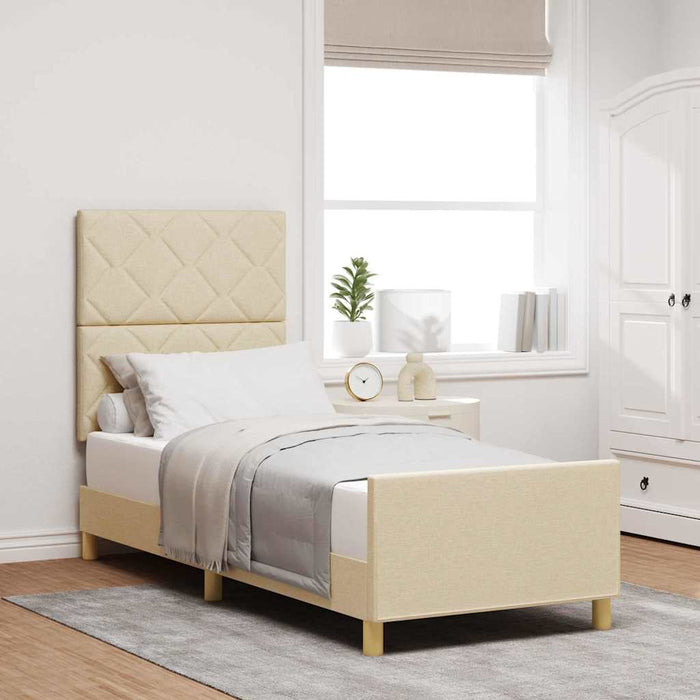 Cadru de pat cu headboard Crem 80 x 200 cm țesătură WALTI
