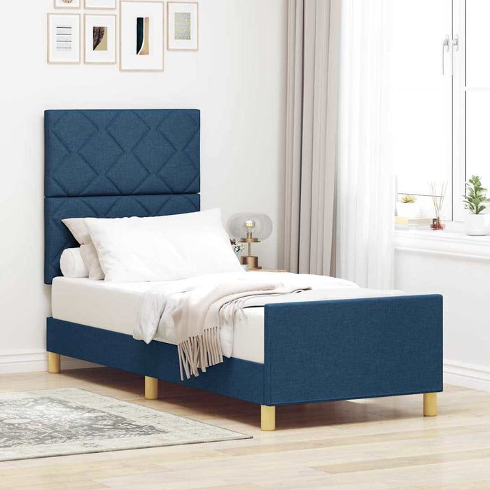 Cadru de pat cu headboard albastru 80 x 200 cm țesătură - WALTI WALTI