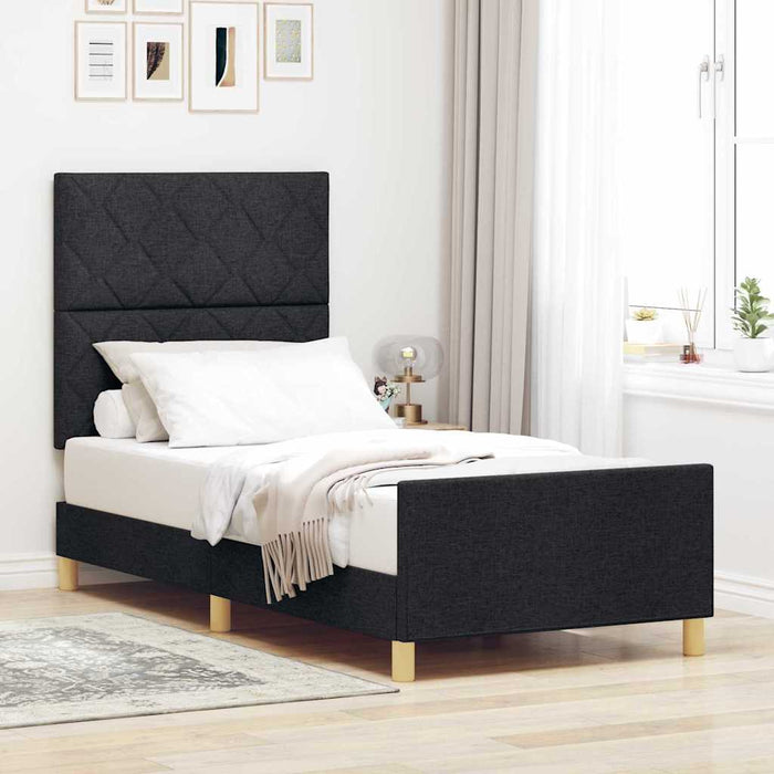 Cadru de pat cu headboard Negru 90 x 190 cm țesătură WALTI