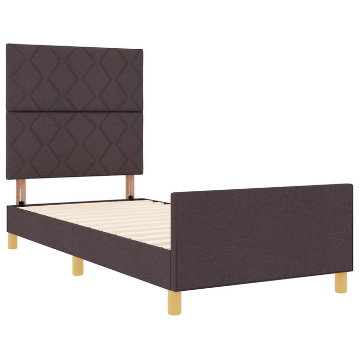 Cadru de pat cu headboard Maro închis 90 x 190 cm țesătură WALTI