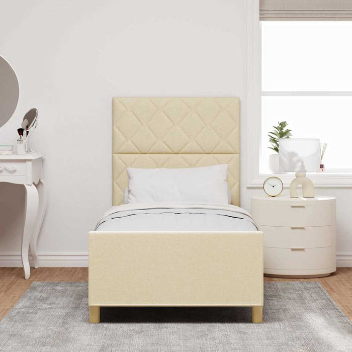 Cadru de pat cu headboard Crem 90 x 190 cm țesătură - WALTI WALTI