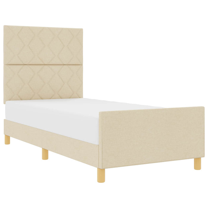 Cadru de pat cu headboard Crem 90 x 190 cm țesătură - WALTI WALTI