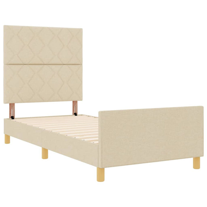 Cadru de pat cu headboard Crem 90 x 190 cm țesătură - WALTI WALTI