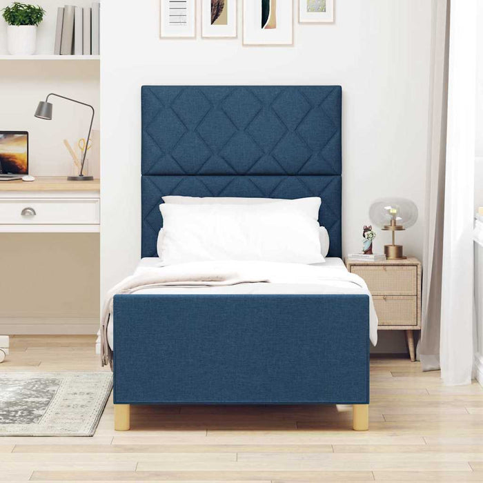 Cadru de pat cu headboard albastru 90 x 190 cm țesătură WALTI