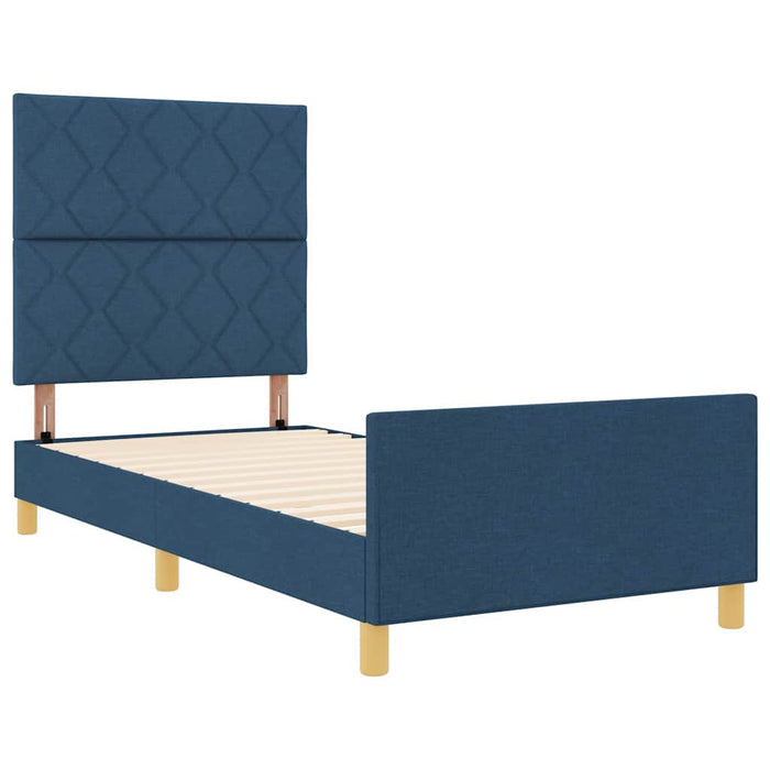 Cadru de pat cu headboard albastru 90 x 190 cm țesătură WALTI
