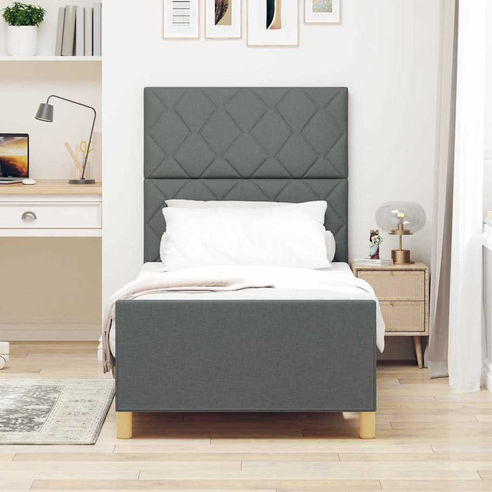 Cadru de pat cu headboard Gri închis 100 x 200 cm țesătură WALTI