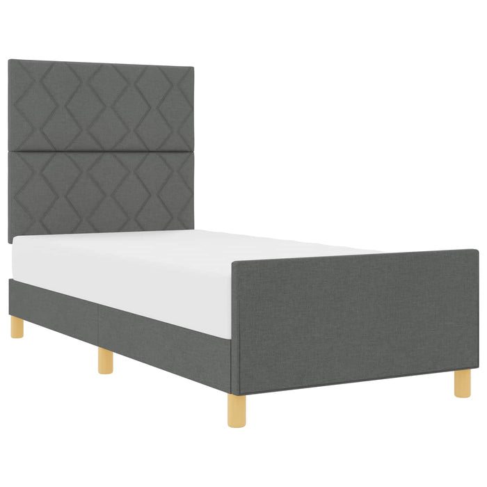 Cadru de pat cu headboard Gri închis 100 x 200 cm țesătură WALTI