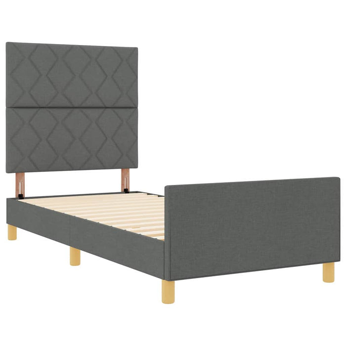 Cadru de pat cu headboard Gri închis 100 x 200 cm țesătură WALTI