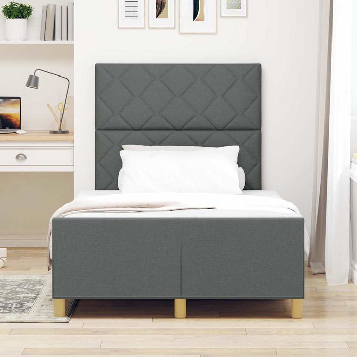 Cadru de pat cu headboard Gri închis 120 x 190 cm țesătură WALTI