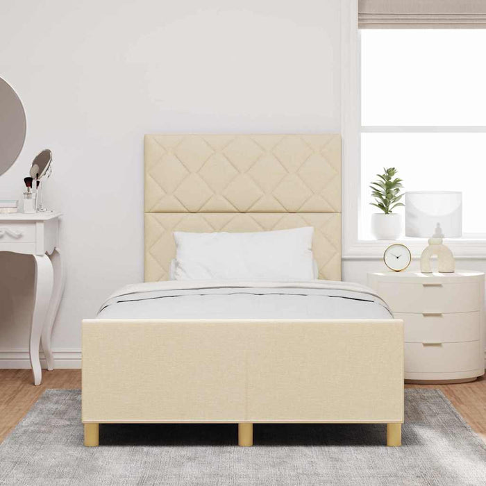 Cadru de pat cu headboard Crem 120 x 190 cm țesătură - WALTI WALTI