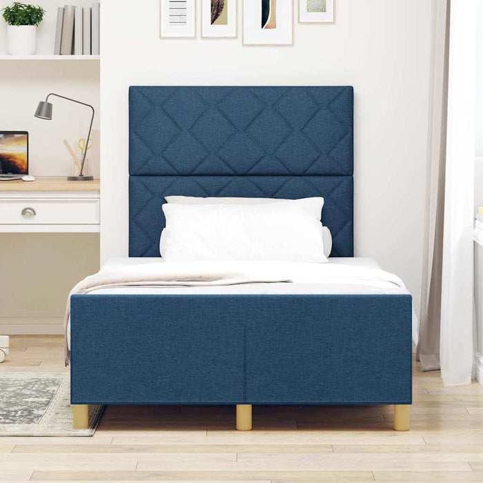 Cadru de pat cu headboard albastru 120 x 190 cm țesătură - WALTI WALTI