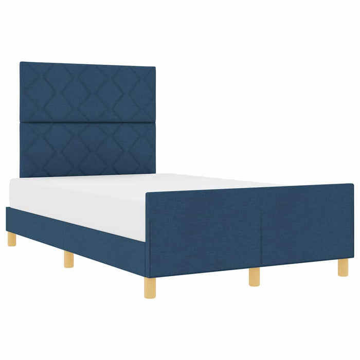 Cadru de pat cu headboard albastru 120 x 190 cm țesătură - WALTI WALTI