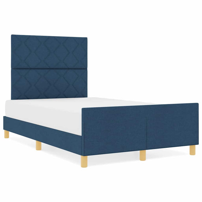 Cadru de pat cu headboard albastru 120 x 190 cm țesătură - WALTI WALTI