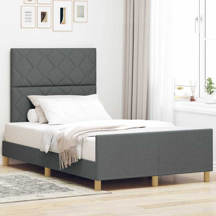 Cadru de pat cu headboard Gri închis 120 x 200 cm țesătură WALTI