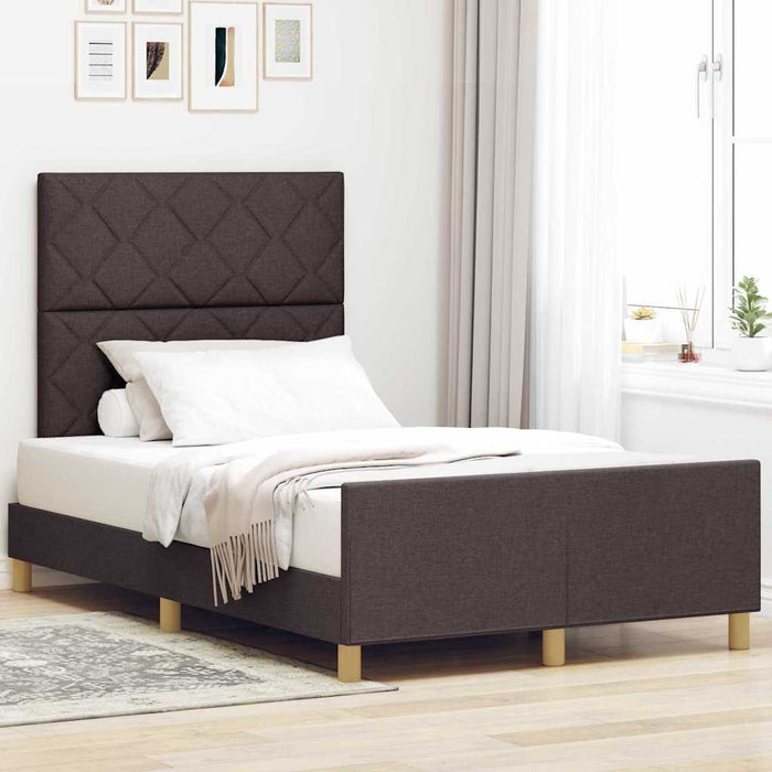 Cadru de pat cu headboard Maro închis 120 x 200 cm țesătură - WALTI WALTI
